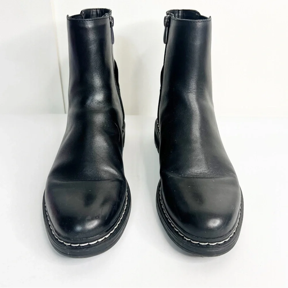 Franco Sarto Black Leather Lug‎ Sole Boots